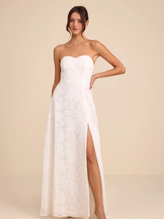 Lulus Dresses & Skirts - Lulu's White Strapless Sweetheart Maxi Dress with Side Slit